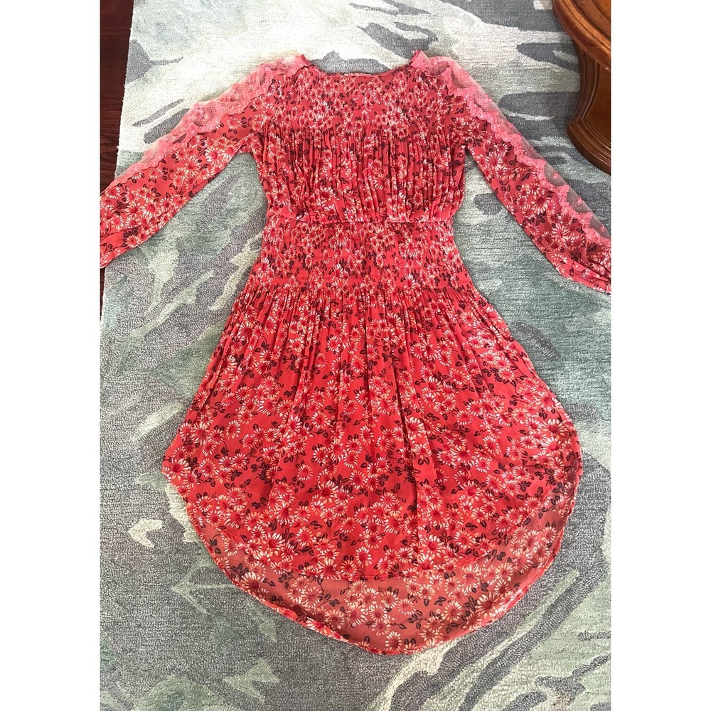 FREE PEOPLE Charlotte Open Waters Floral Boho Pleated Midi Dress - Picture 11 of 16